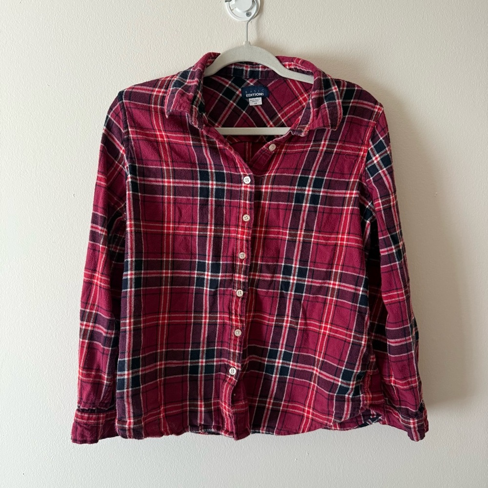 Basic Editions Red and Black Plaid Shirt